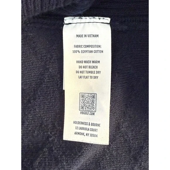 Holderness & Bourne Wallace Sweater Mens L Heathered Navy Egyptian Cotton Hooded - Picture 7 of 8